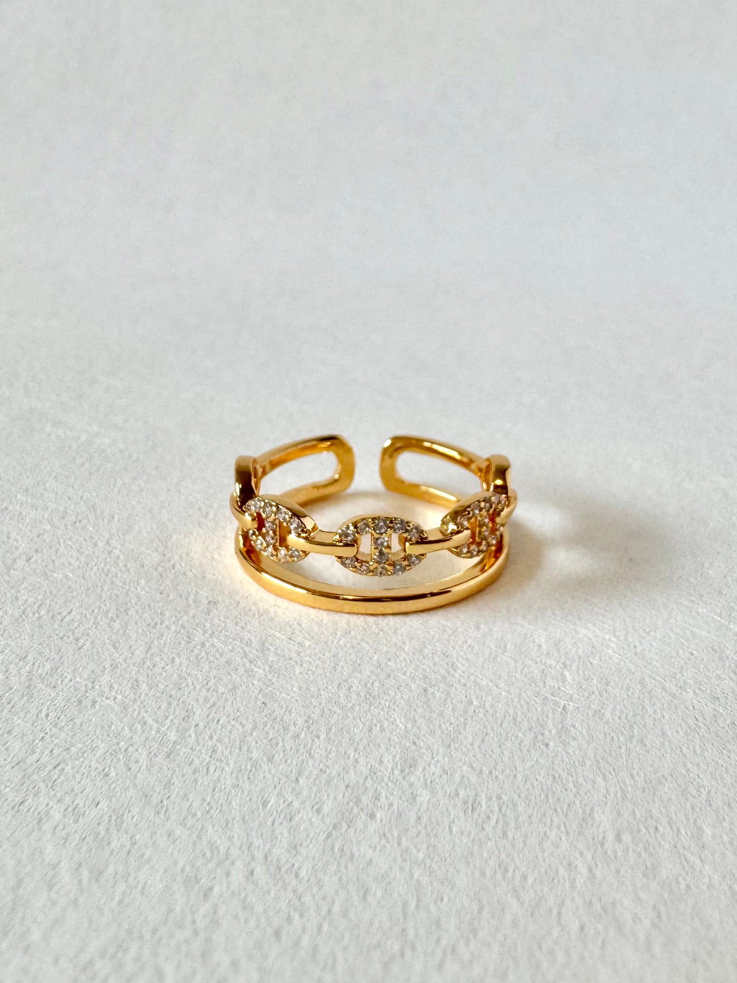 Soleil 18K gold-plated adjustable ring
