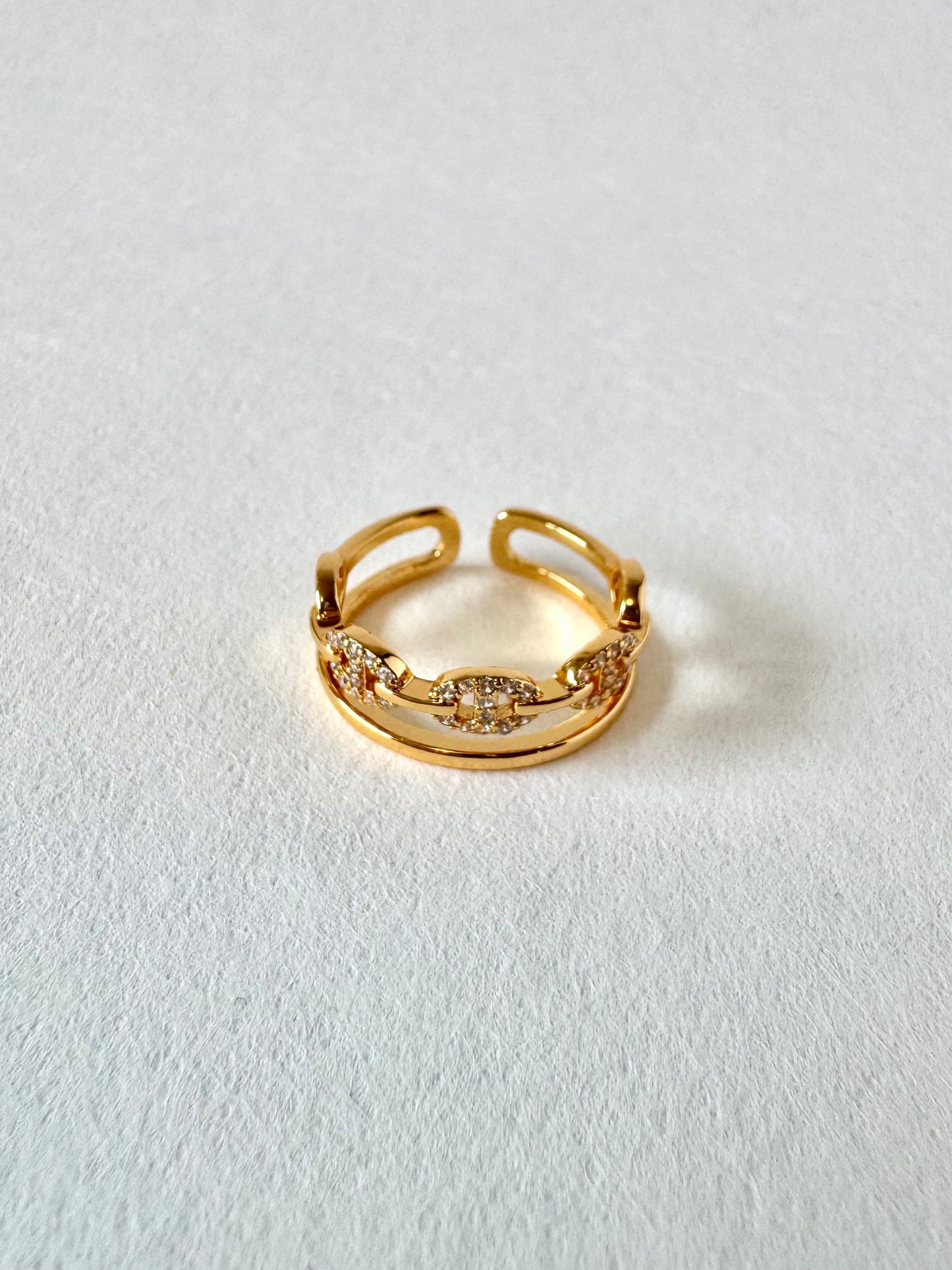 Soleil 18K gold-plated adjustable ring
