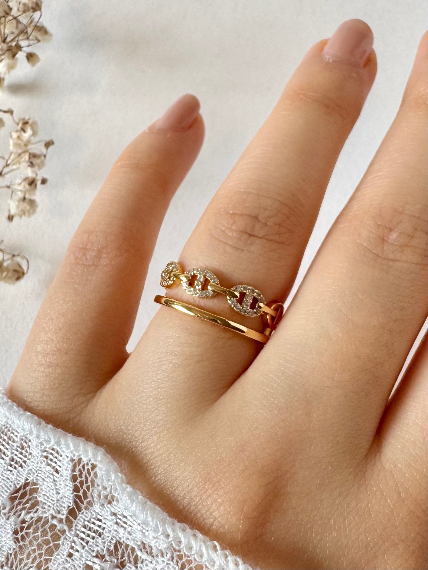 Soleil 18K gold-plated adjustable ring