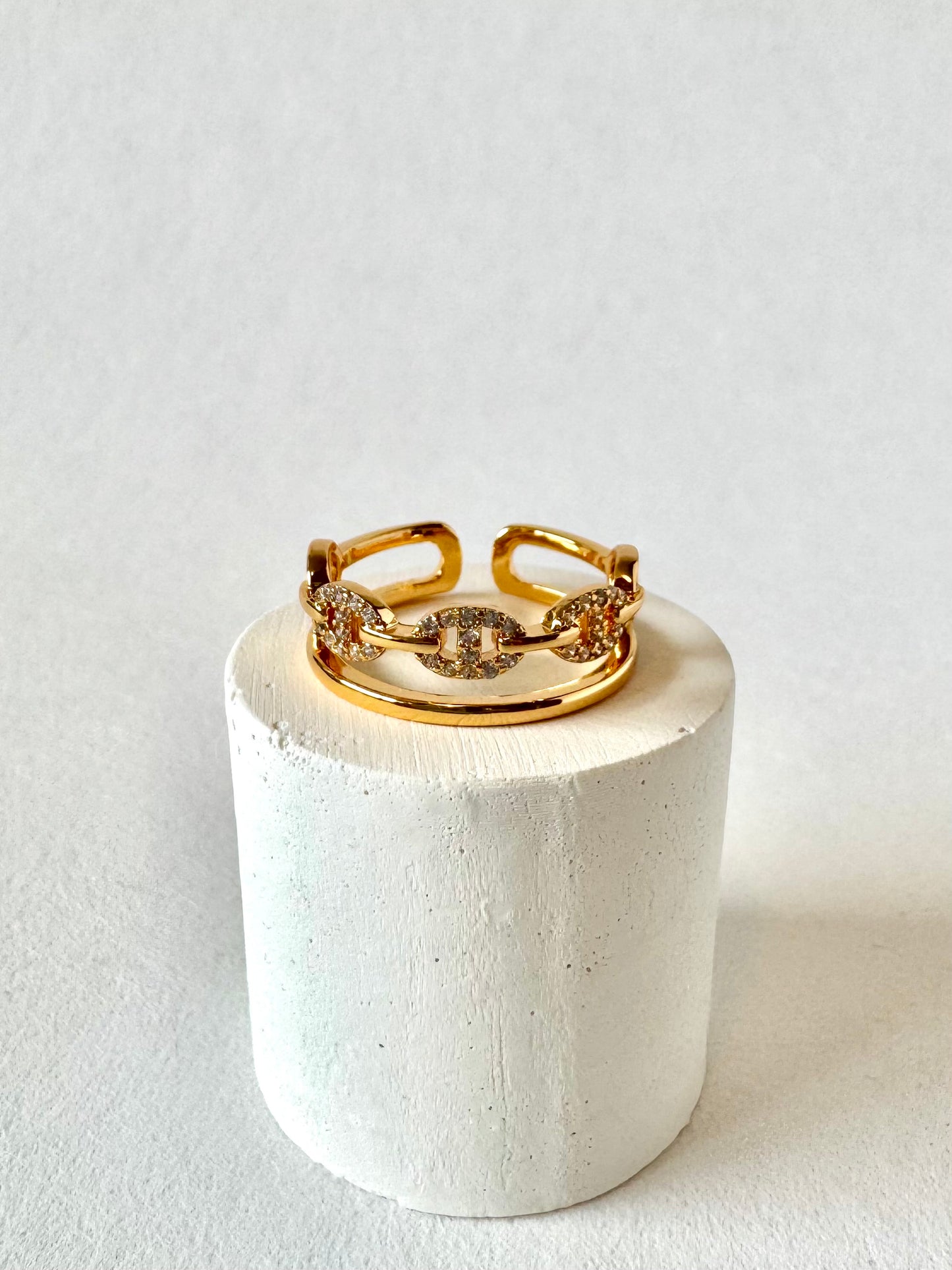 Soleil 18K gold-plated adjustable ring