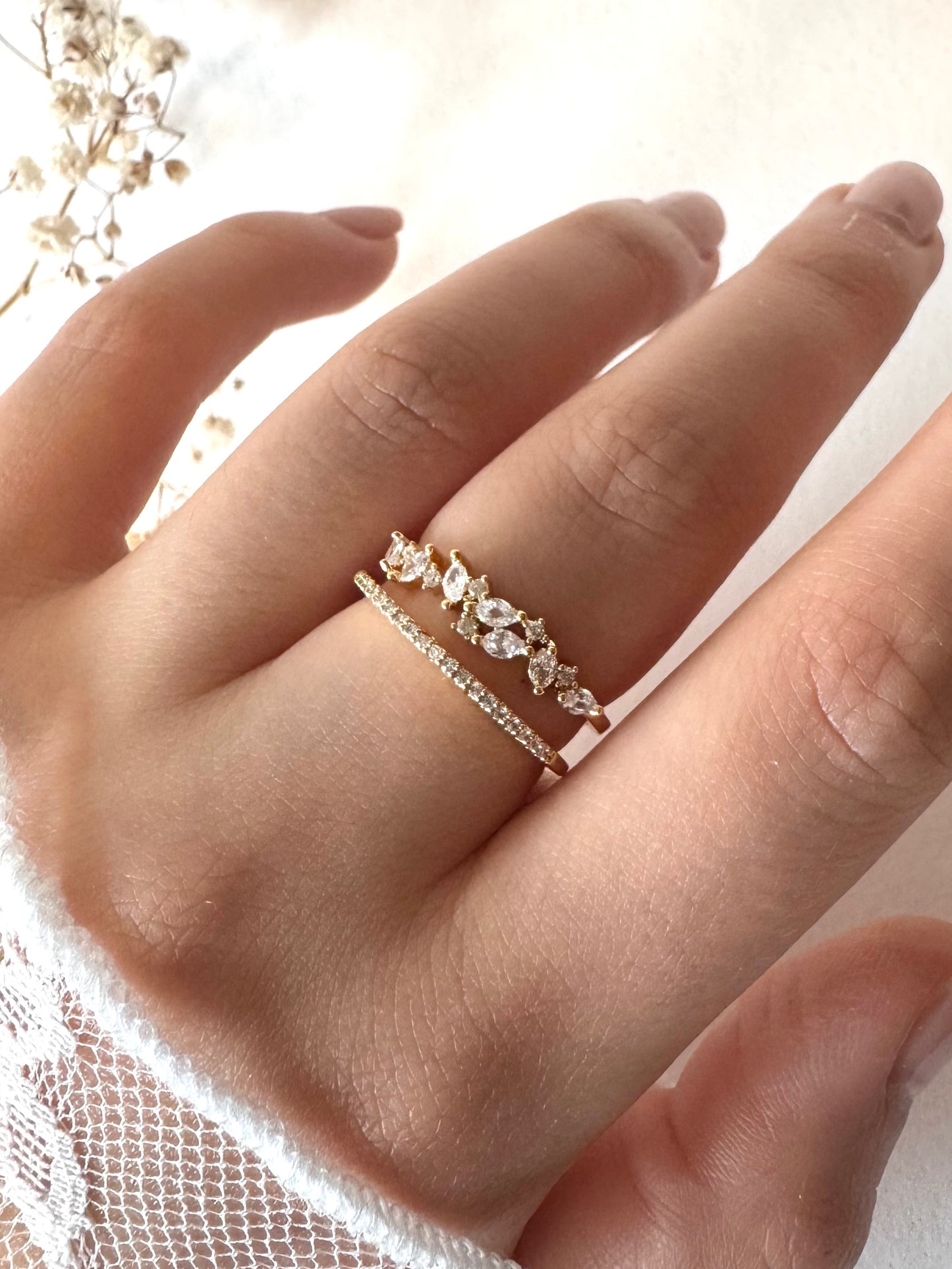 Fiore 18K gold-plated adjustable ring