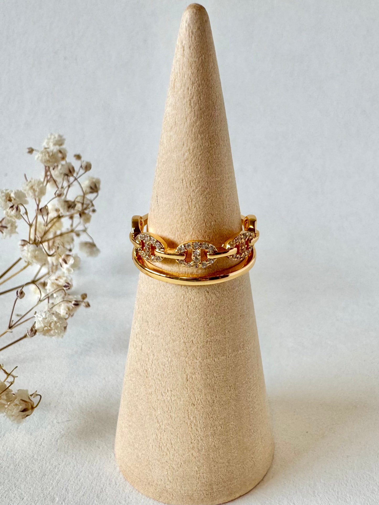 Soleil 18K gold-plated adjustable ring