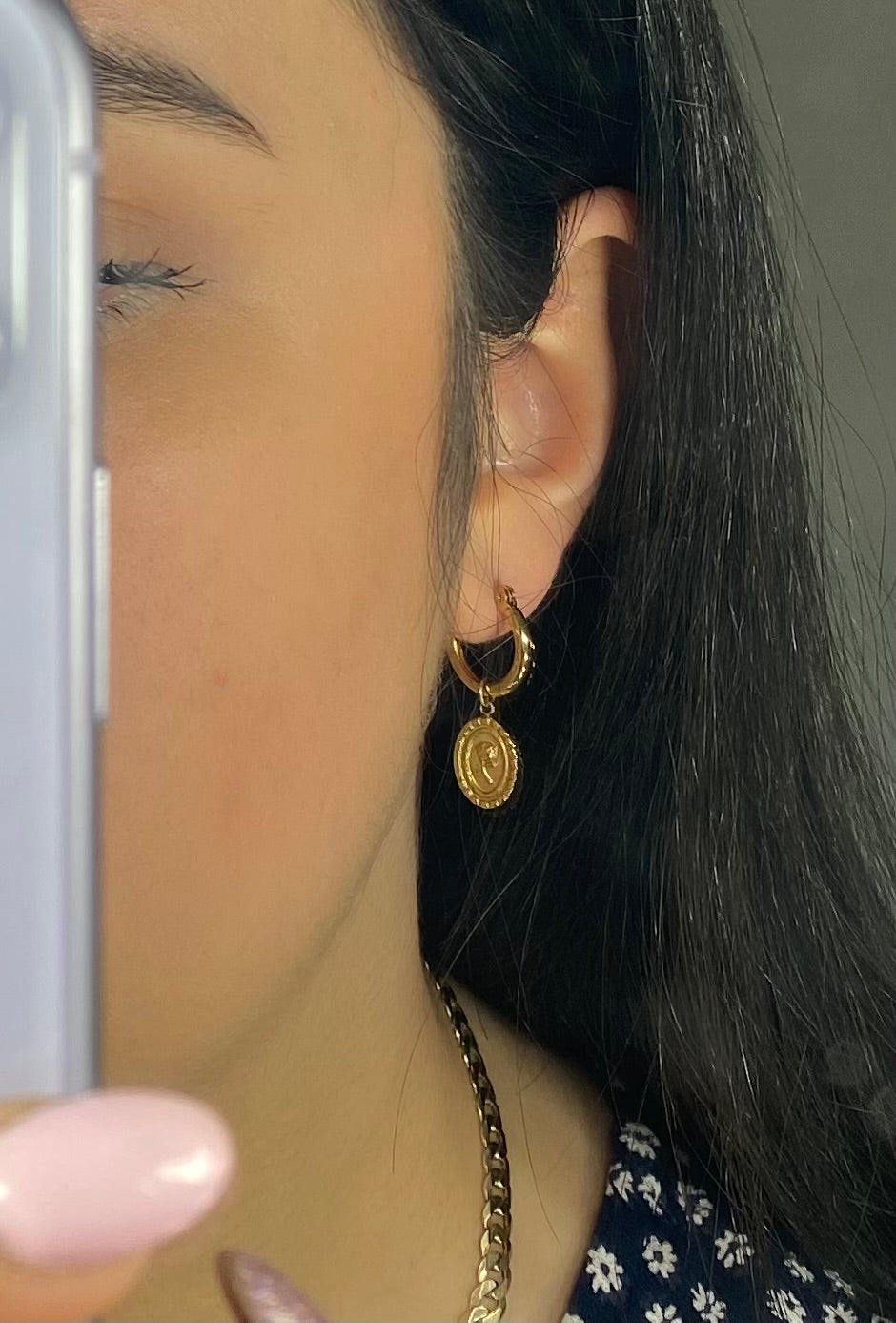 Rosa Charm Hoop Earrings
